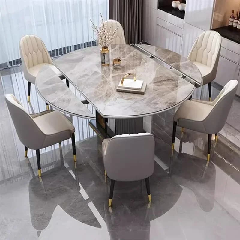 /Round Living Dining Table Extendable Luxury Relaxing Design Dining Table Folding Waterproof Mesa Comedor Kitchen Furniture