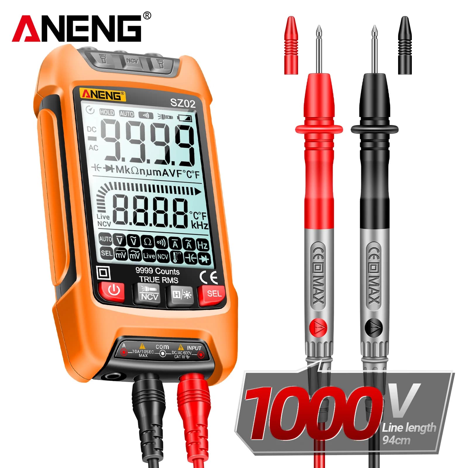 ANENG SZ02 Diode Tester Multifunctional Digital Multimeter True RMS Smart AC/DC Current Voltage Auto Range Multimetres Tools