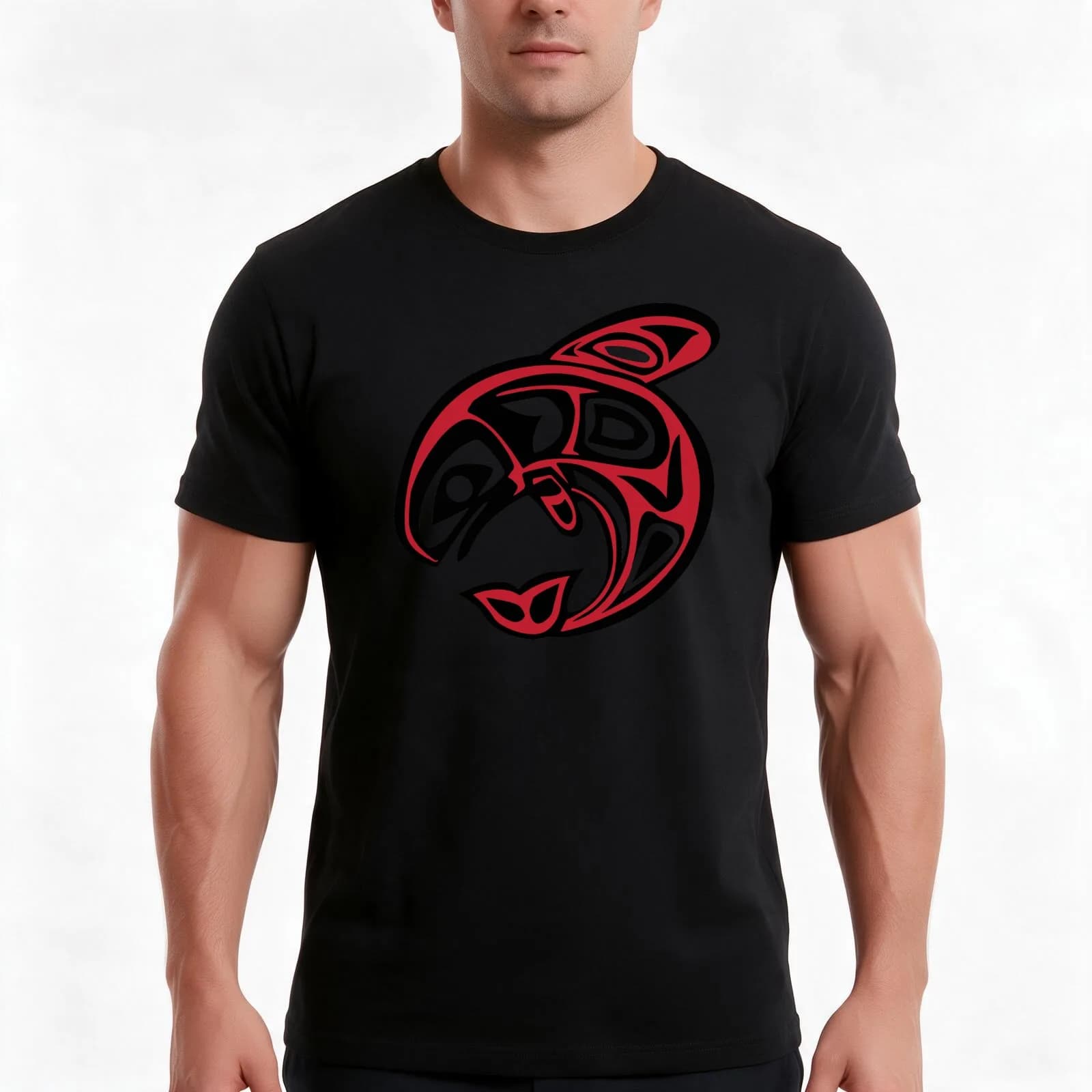 Orca Killer Whale Native American Indian T-Shirt, Summer Casual Cotton Tee, Oversized Streetwear Tops, Vintage Graphic Print