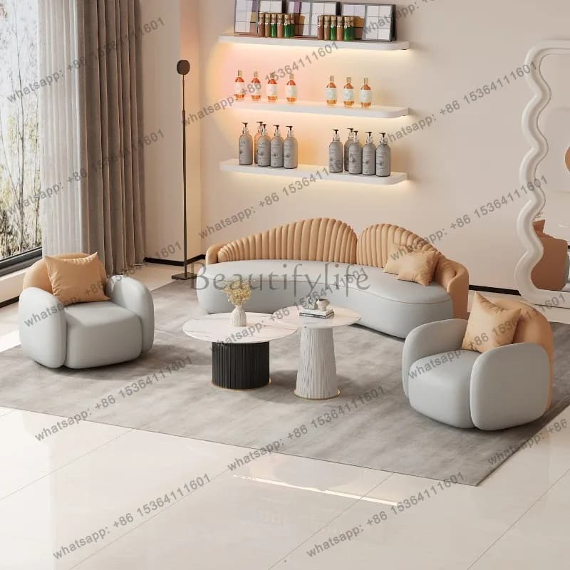 Factory Direct Sales European Luxury Beauty Salon Sofa Nordic Creative Hotel Lounge Homestay Arc Sofa Creativity Office Furnitur