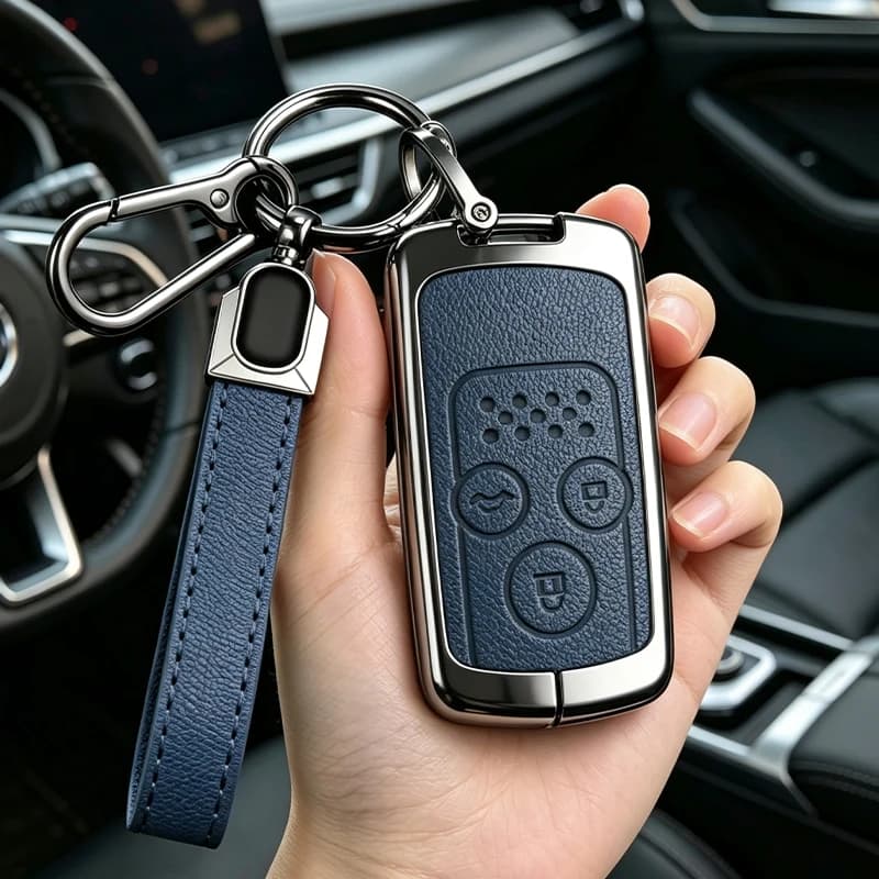 Zinc Alloy Leather Car Key Cover Case For Honda Accord CIVIC CRV Fit 2006 - 2015 Protector Shell Accessories