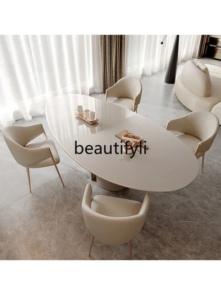 LXItalian minimalist dining table Modern minimalist light luxury water drop special-shaped dining tableSSS