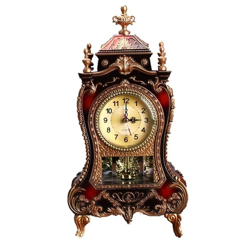 European Table Clock Vintage Iving Room Decoration Clock Silent Sweep Second Clocks F015 Music Time Reporting Desktop Ornament