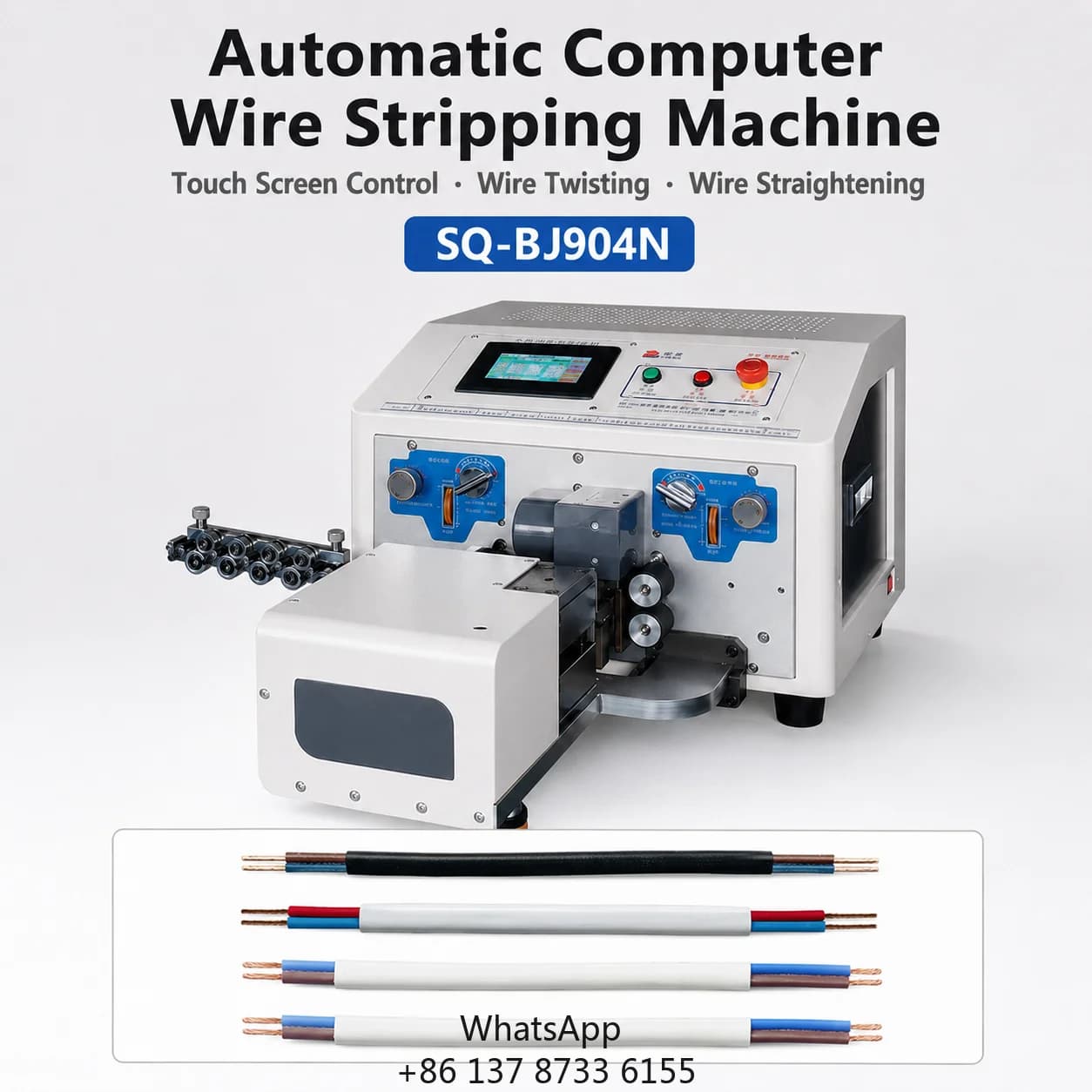 Automatic Multi Core Sheathed Cable Stripping Twisting Machine 2x2.5 Sq Mm Wire Stripper For Power Cord Qilin SQ-BJ806CN