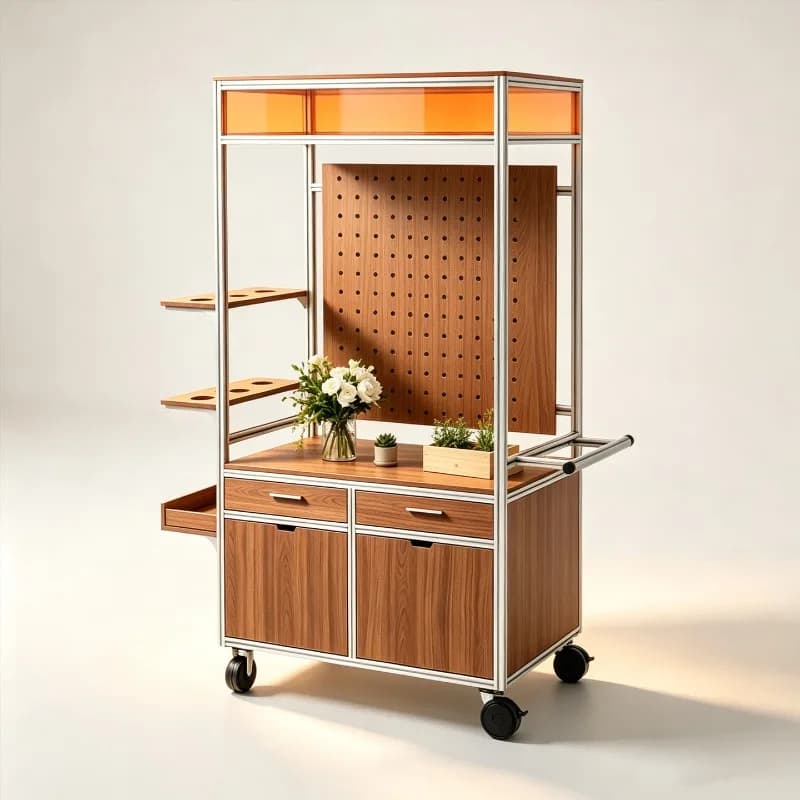 ZS-3 Aluminum Profile Marine Panel Floral Display Cart Florist Multi-layer Cart with Wheels Mobile Internet Celebrity Custom