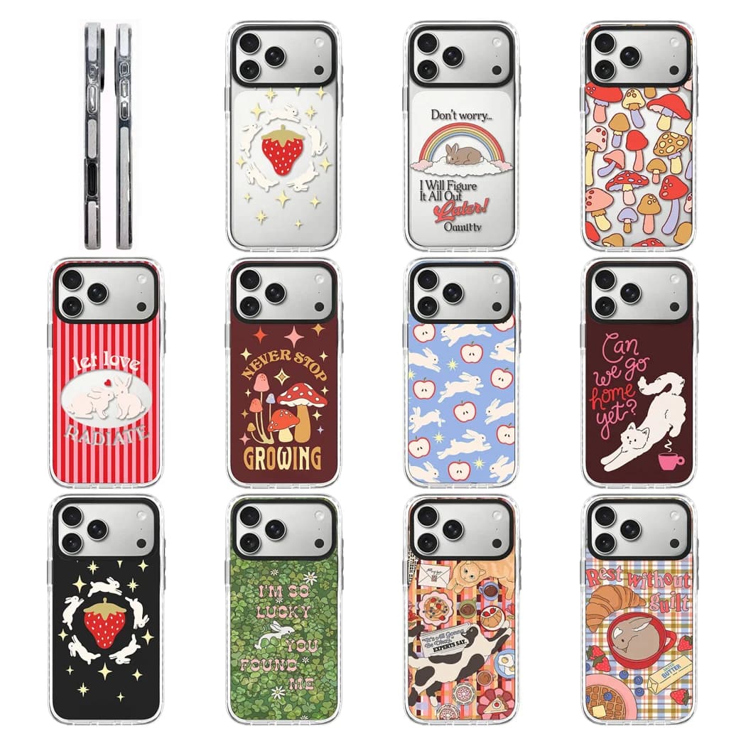 Rabbit Cat Rainbow Acrylic White Border Magnetic Cover for IPhone 12 13 14 15 16 17 Pro Max Case for IPhone 17 Air