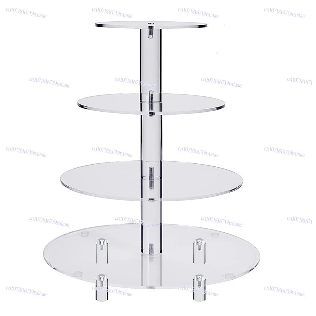 4-Layer Clear Acrylic Round Cupcake Rack with Bracket, Tea Party Candy Party Removable Cake Rack