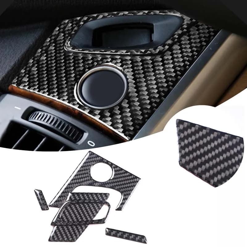 Start Stop Button Panel Trim Sticker Soft Carbon Fiber Ignition Switch Panel Decor Cover Car Gadgets For BMW X5 E70 2007-2009