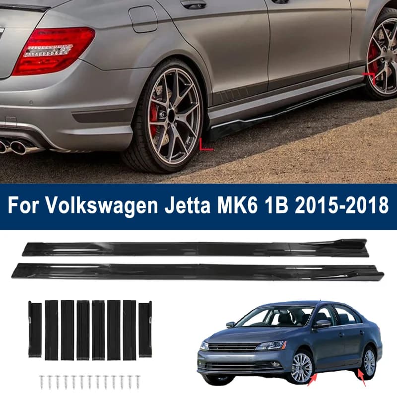 For Volkswagen VW Jetta MK6 1B 15-18 Car Side Skirt Splitters Extended Side Spoiler Sport Body Kit Bumper Lip Modified Part 8Pcs