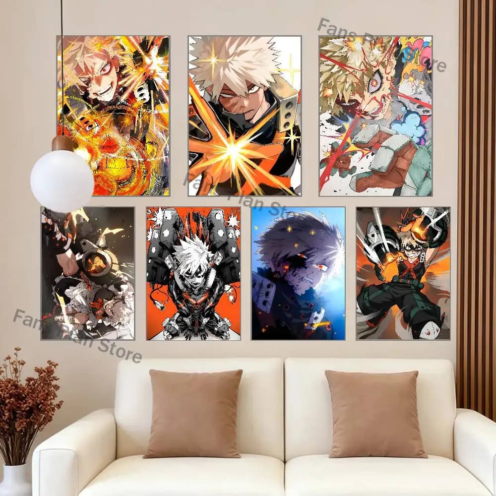 MHA My H-Hero K-Katsuki Bakugo Poster Prints Wall Art Picture Painting Gift Living Room Restaurant Bar Large Dec Sticker