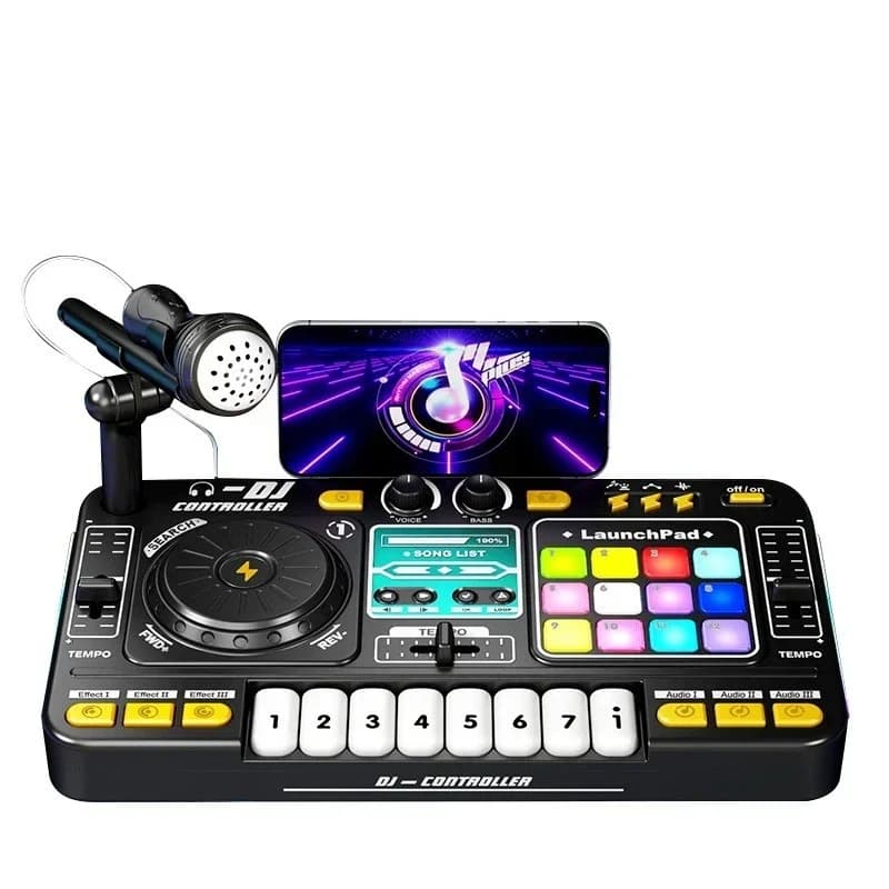 DJ Mixer Controller Multifunctional Bluetooth DJ Player Children's Musical Instrument with Microphone Educational Toy