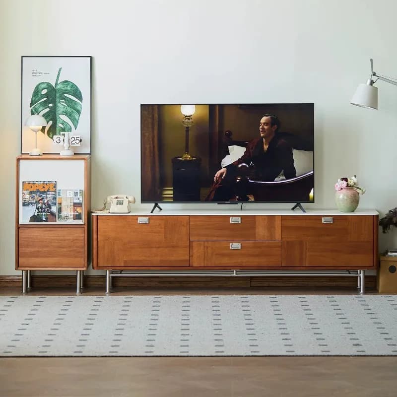 Minimalist Dark Brown Tv Cabinet Drawers Storage 180Cm Living Room Tv Stands Modern Wooden Meuble De Television Furniture Home