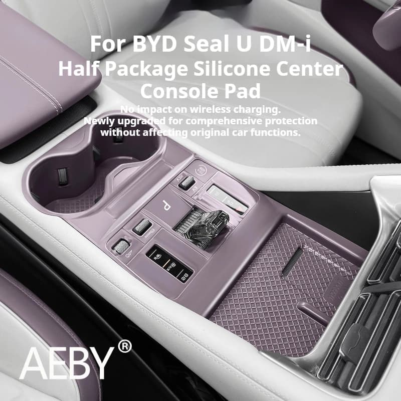 AEBY For BYD Seal U DM-i 2025 Half Package Silicone Center Console Pad, Cup Holder Liner Wireless Charging Pad Car Accessories