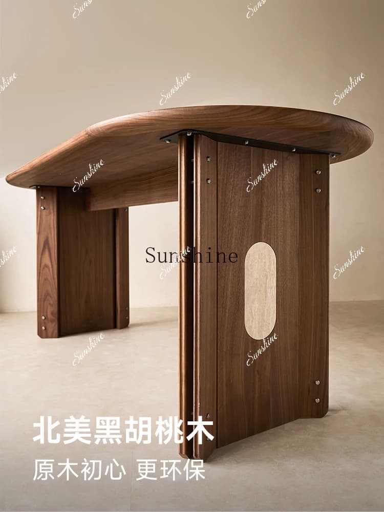 North American black walnut oval table cream style solid wood long desk  FT