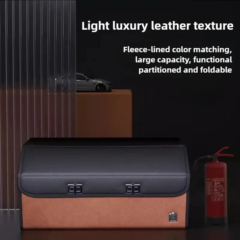 Light Luxury Suede Car Trunk Storage Box Large Capacity Foldable Car Trunk Organizer Trunk Accessories Car Storage Organizer Box