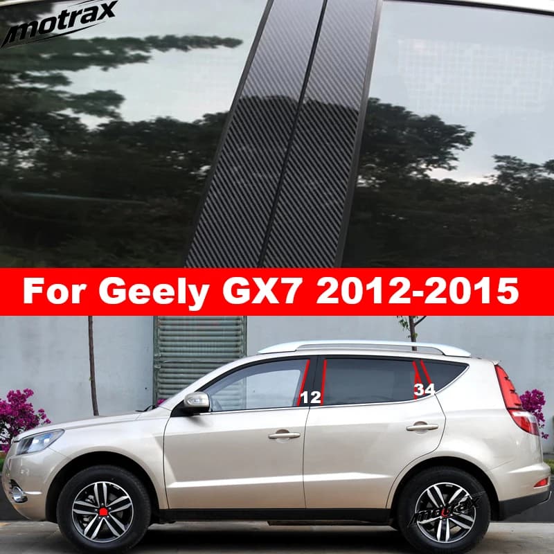 Car B C Pillar Stickers PC Window Cover for Geely GX7 2012 2013 2014 2015 Central Middle Bright Decoration Pillar Accessories