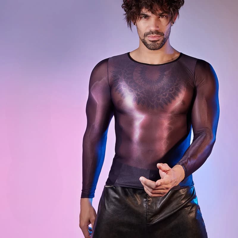 Men's Undershirt Tight-Fitting See-Through Tops High Elastic Oil Shiny Transparent Fitness Bodybuilding Muscle T-Shirts