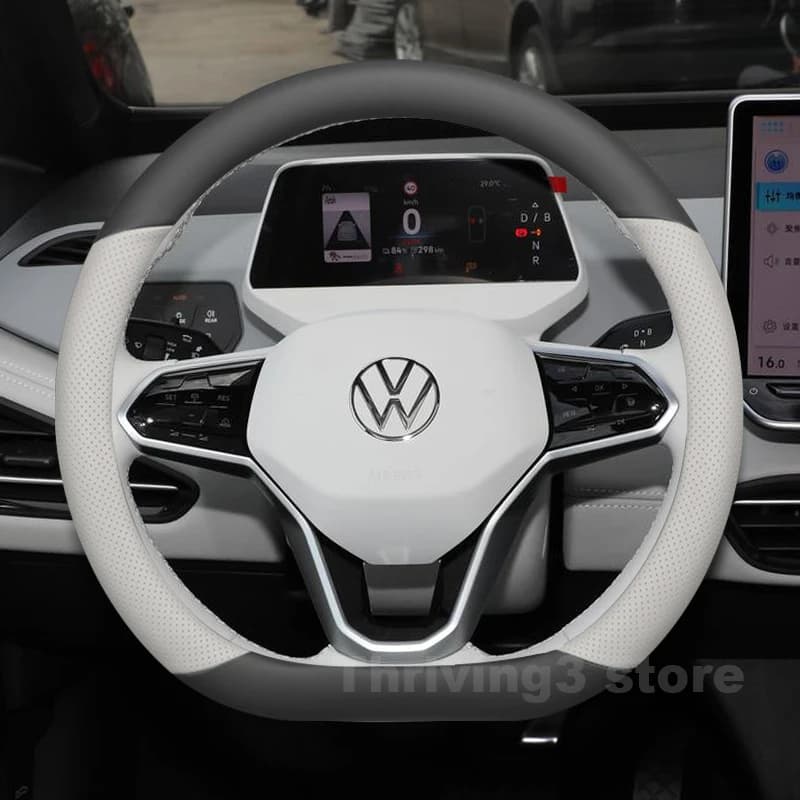 Leather Car Steering Wheel Cover For Volkswagen ID.3 GTX PRO Tour Pro S ID 5 2021-2026 Auto Steering Wheel VW ID 3 Accessories