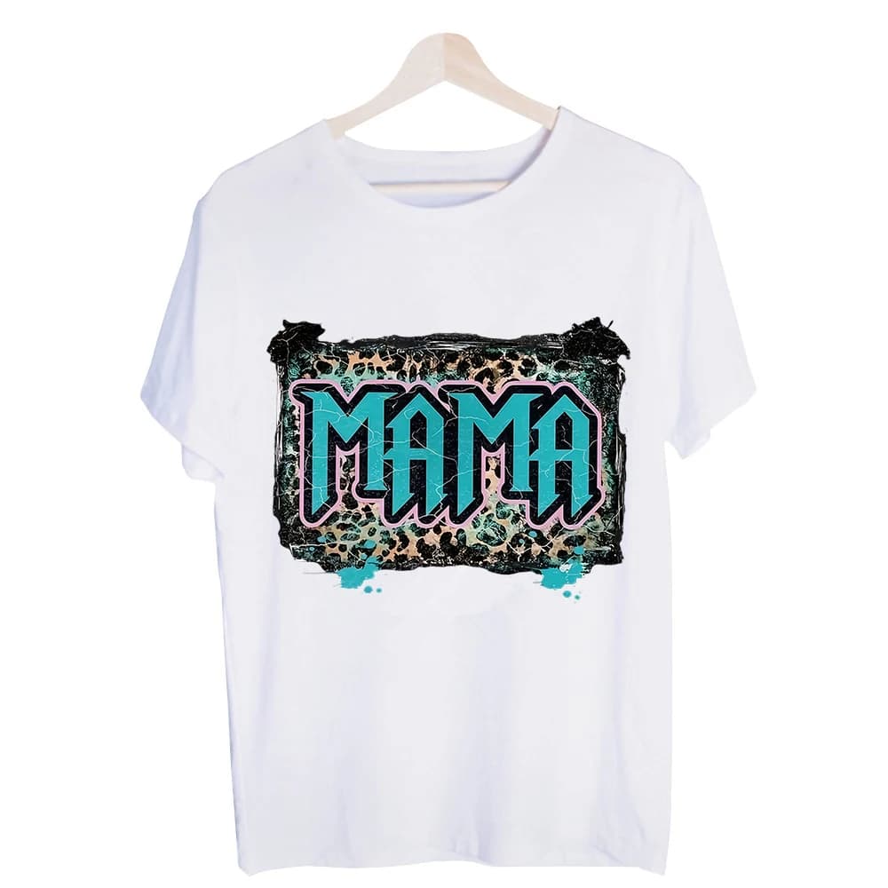 Women's Mama Typography Print Graphic Tee, Short Sleeve Crew Neck T-Shirt for Casual Daily Wear and Summer Outfits