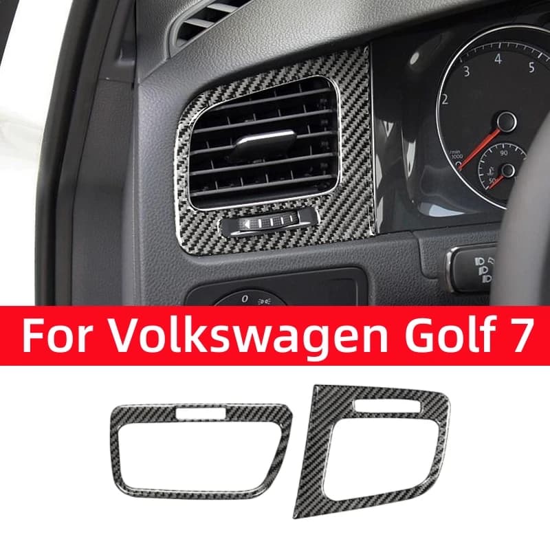 For Volkswagen Golf 7 Mk7 2013-2019 Carbon Fiber Auto Side Air Vent Outlet Decorative Frame Cover Trim Sticker Car Accessories