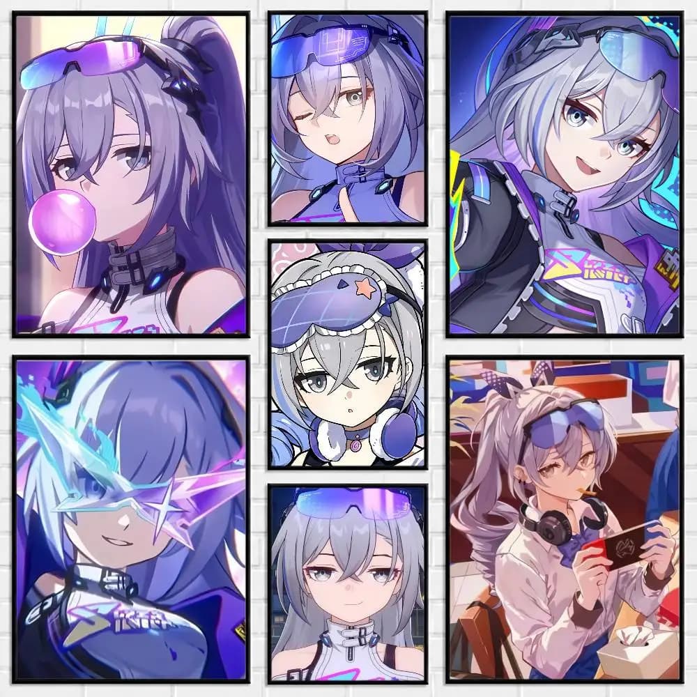 Game H-Honkai Star R-Rail Silver W-Wolf 999 Poster Versatile HD Waterproof Wall Art Self-Adhesive Decor for Any Space Ideal Gift