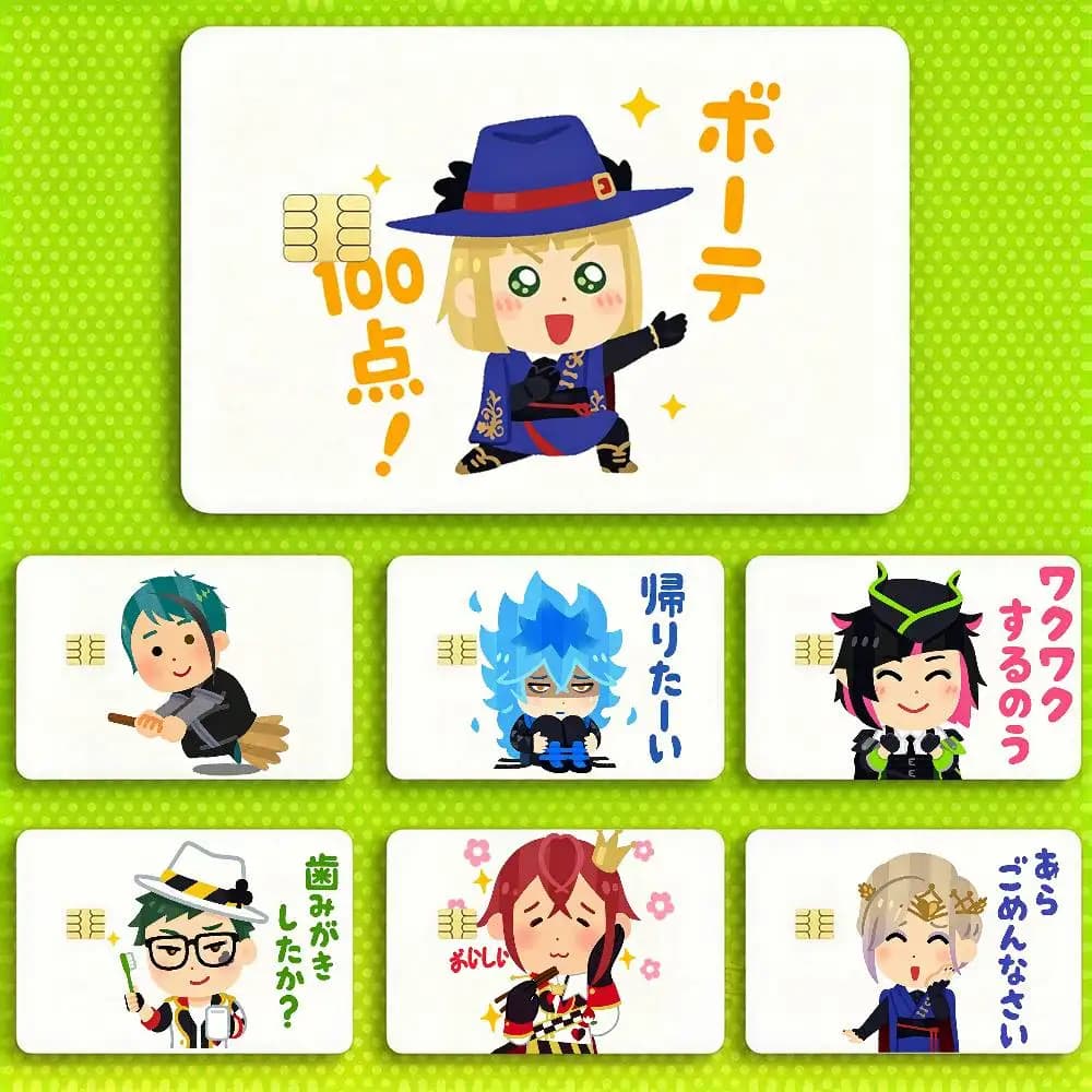 cute expressions Game Twisted Wonderland  4pcs 1Set HD Waterproof Card Skins Protective Stickers for Credit Bank Game Cards