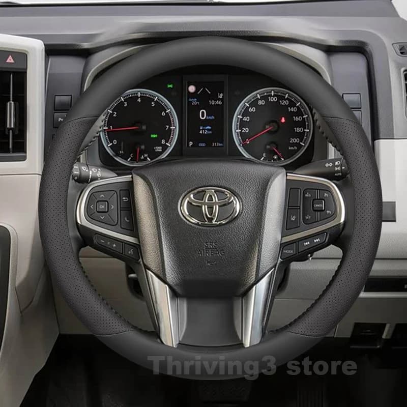 Leather Car Steering Wheel Cover For Toyota Hiace SLWB LWB Crew 2005-2026 Non-slip Auto Steering Wheel Toyota Hiace Accessories