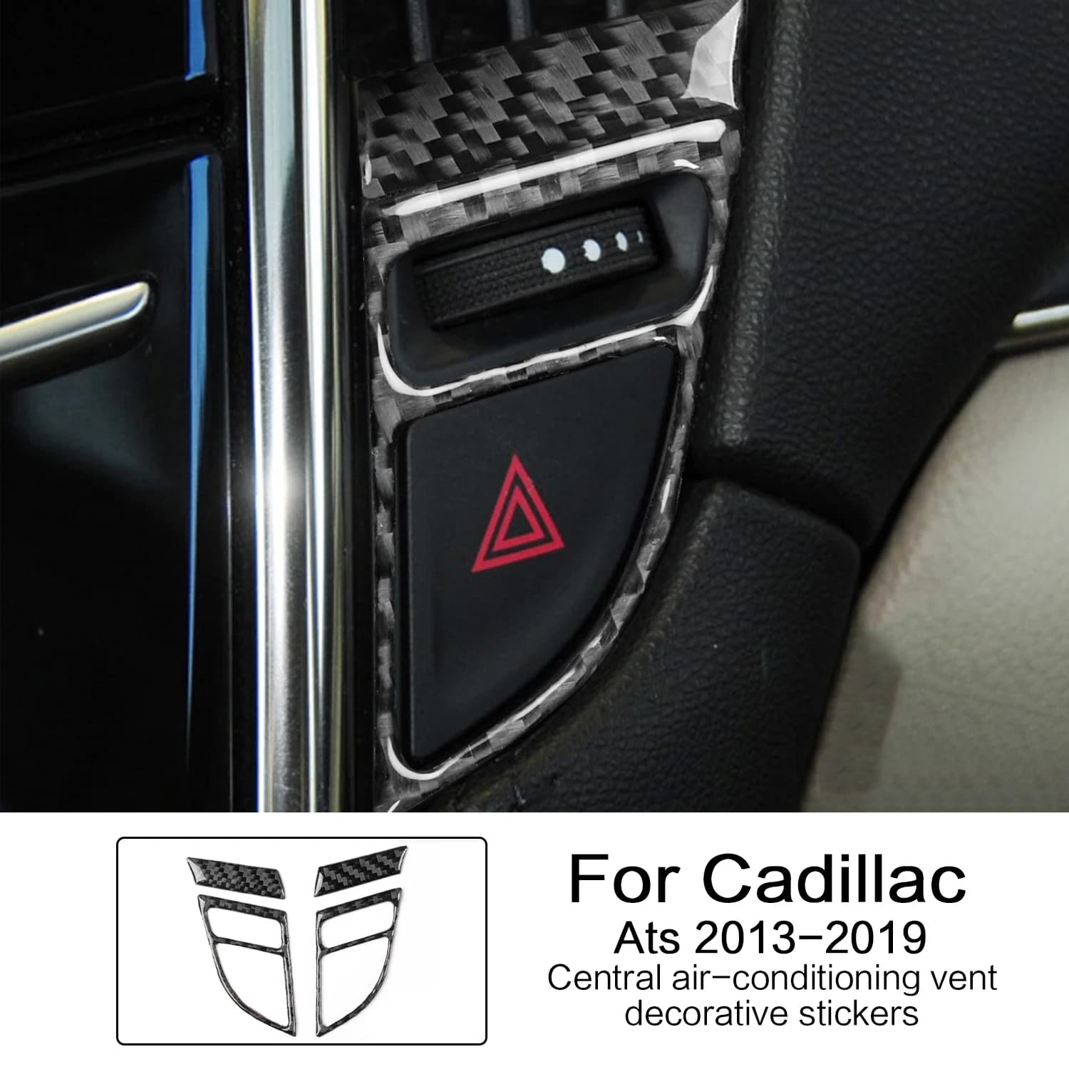 For Cadillac ATS 2013-2019 Sedan Accessories Car Carbon Fiber Interior Central Air Conditioning Air Outlet Trim Sticker