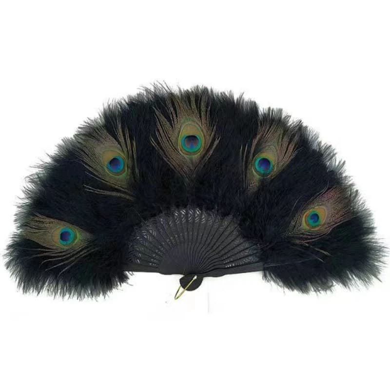Chinese Feather Fan Peacock Palace Large Feather Folding Hand Fan Wedding Party Cosplay Dance Fan Home Decoration Abanicos