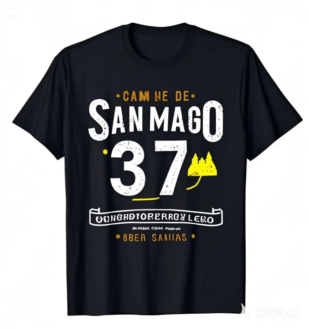 Summer short-sleeved round neck men's T-shirt, Cam37de San Diego Buen Peregr37Compostela Spain St James, 100% cotton.