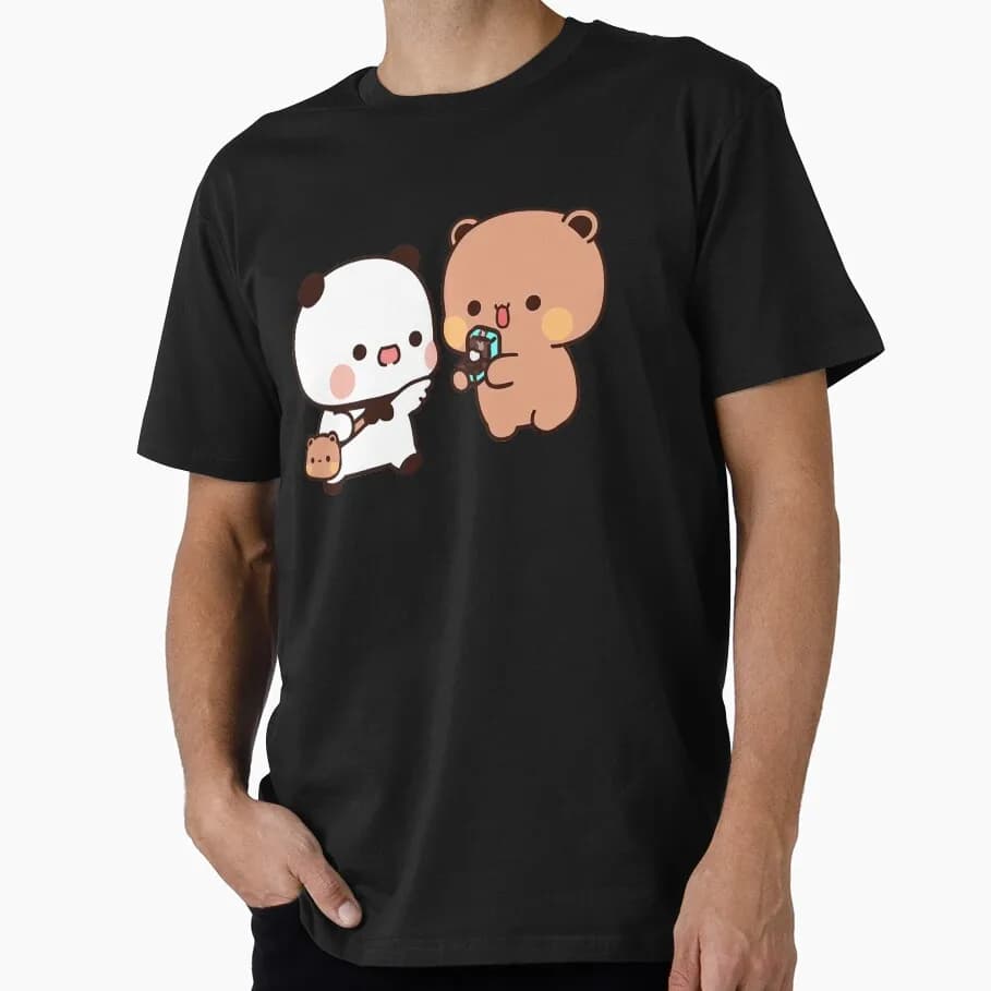 Dudu taking pictures of Bubu Gift t shirt ‌kawaii‌ Panda Bear Cartoon Graphic tee Cute Y2K Clothes 100% cotton All size Tee