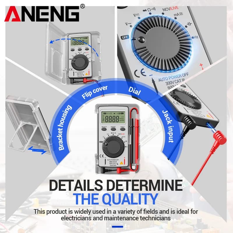 ANENG AN101 Mini Digital Multimeter ABS Material 4000 Counts NCV Detector Data Hold Auto Power Off For Electronic Maintenance