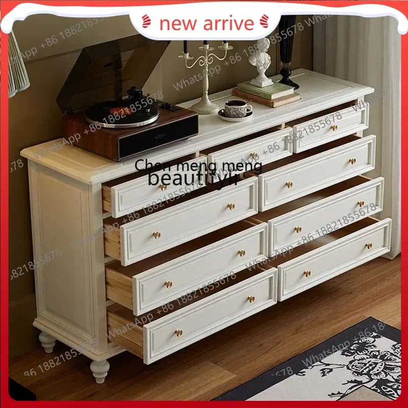 SS new style ss7486 American all-solid wood nine-chest cabinet French light luxury living room bedroom storage cabinetss 7486