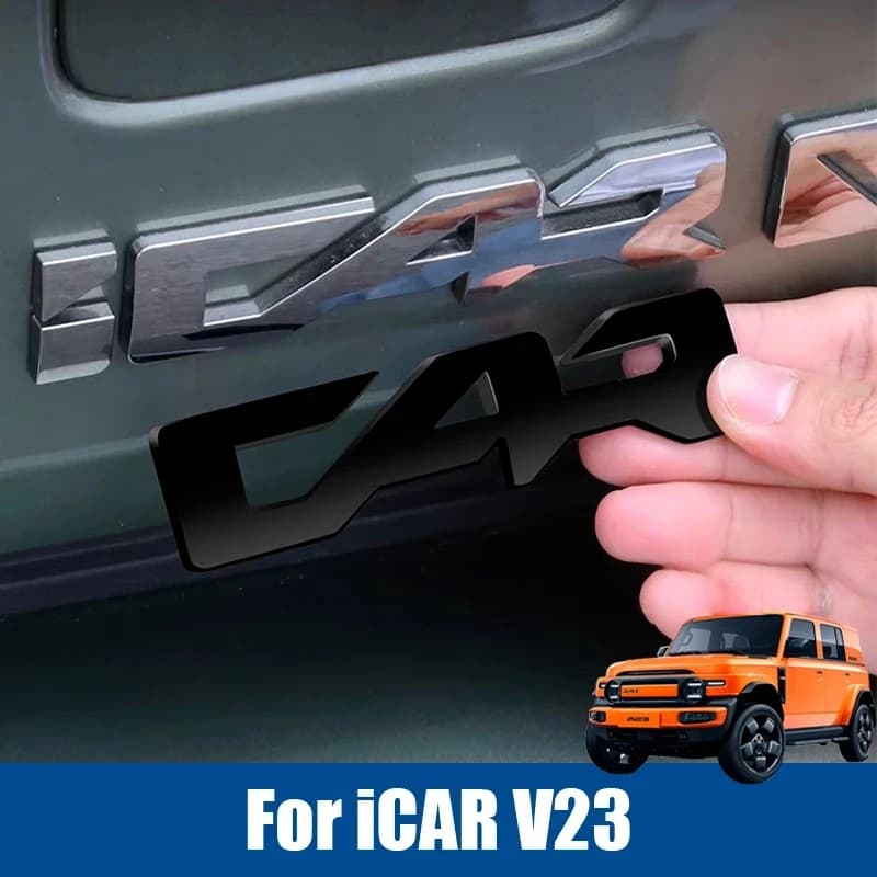 For Chery iCAR V23 iCAUR V23 2025 2026 Car Black Label Sticker Car Front Logo Frame Head Bumper Decor Sticker Cover Accessories