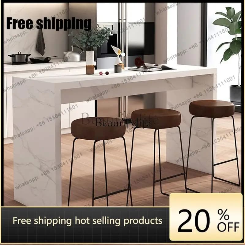 Factory Direct Light Luxury Solid Wood Bar Table Open Kitchen Island Table Home Dining Bar Table Living Room Display