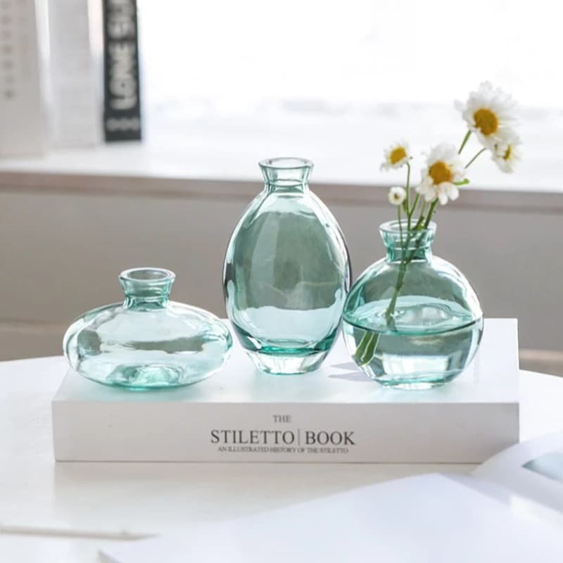 Three Small Glass Vases, Transparent Creative Hydroponic Dried Flower Vase, Home Decoration, Aesthetic Small Vase