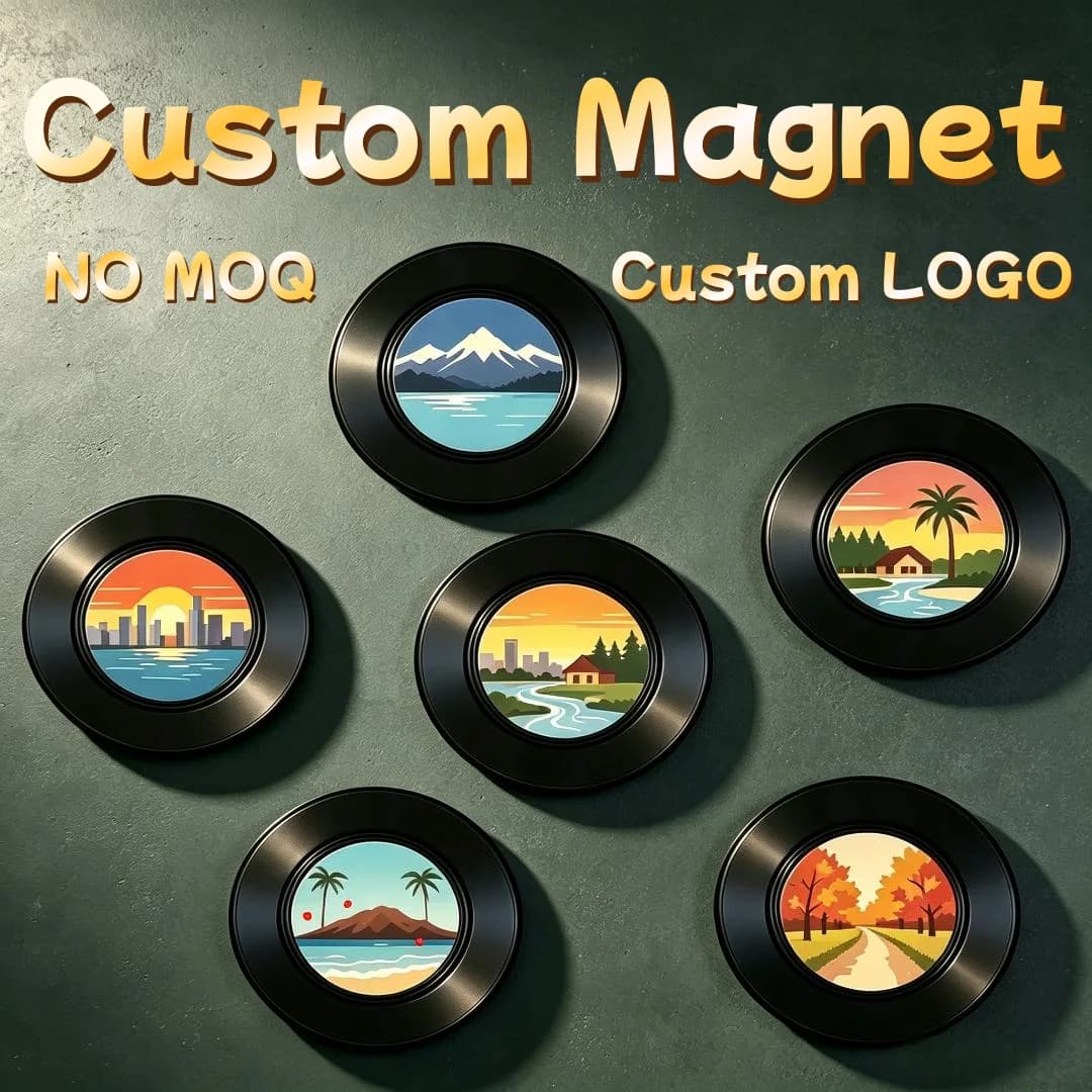 Factory Direct Custom Durable Electroplated Paint Metal Fridge Magnet Custom Logo Engraving Magnetic Sticker Souvenir Decoration