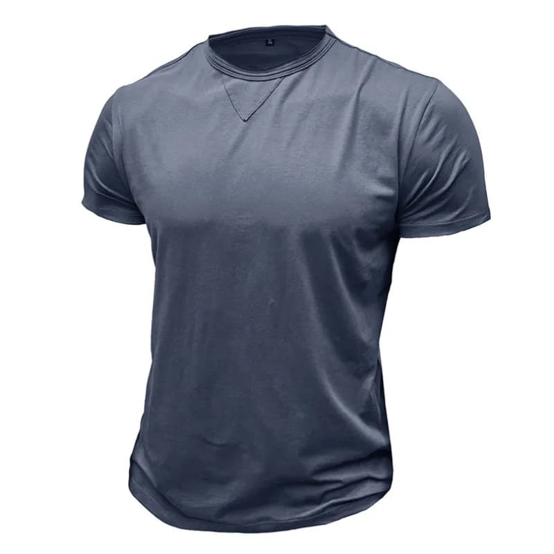 Summer New Men's Solid Color Round Neck Short Sleeved T-shirt, Pure Cotton Men's Top, Sports Commuting Loose Fit