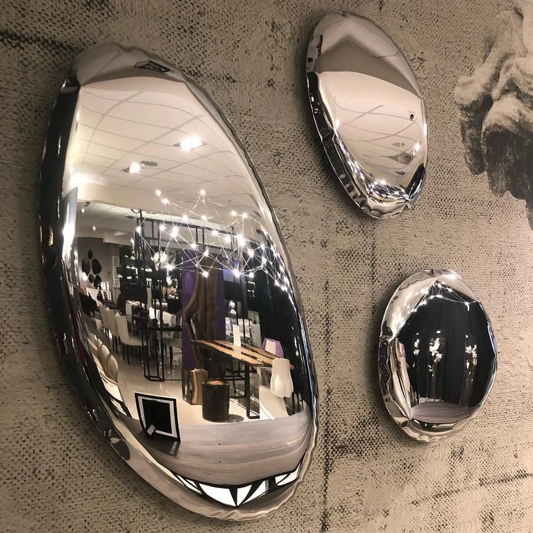 Modern Stainless Steel Mirror Wall Art - Waterdrop Pebble Hanging Sculpture Nordic Style Home Decor for Living Room
