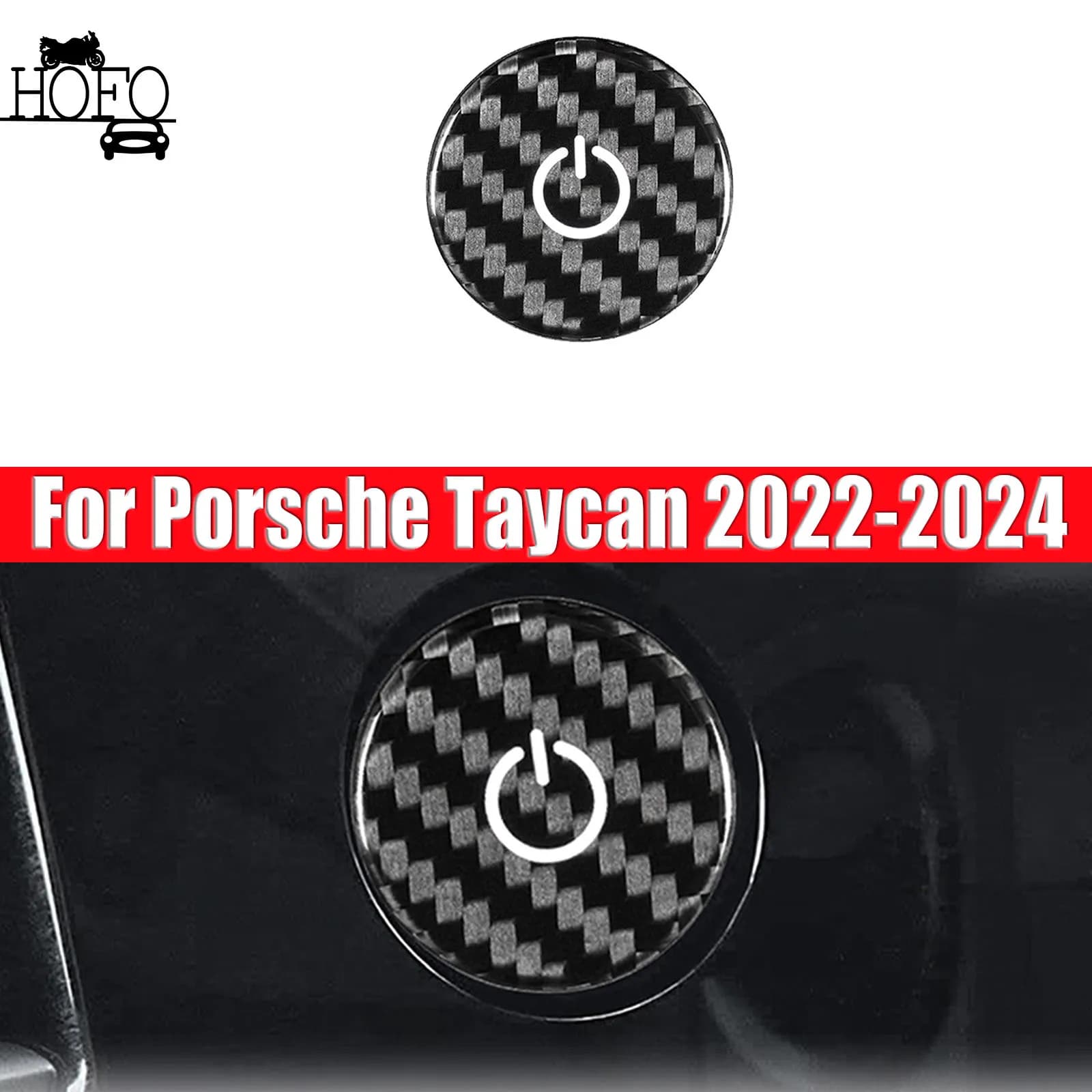 Real Carbon Fiber Start Stop Button Cover Trim For Porsche Taycan 2019-24