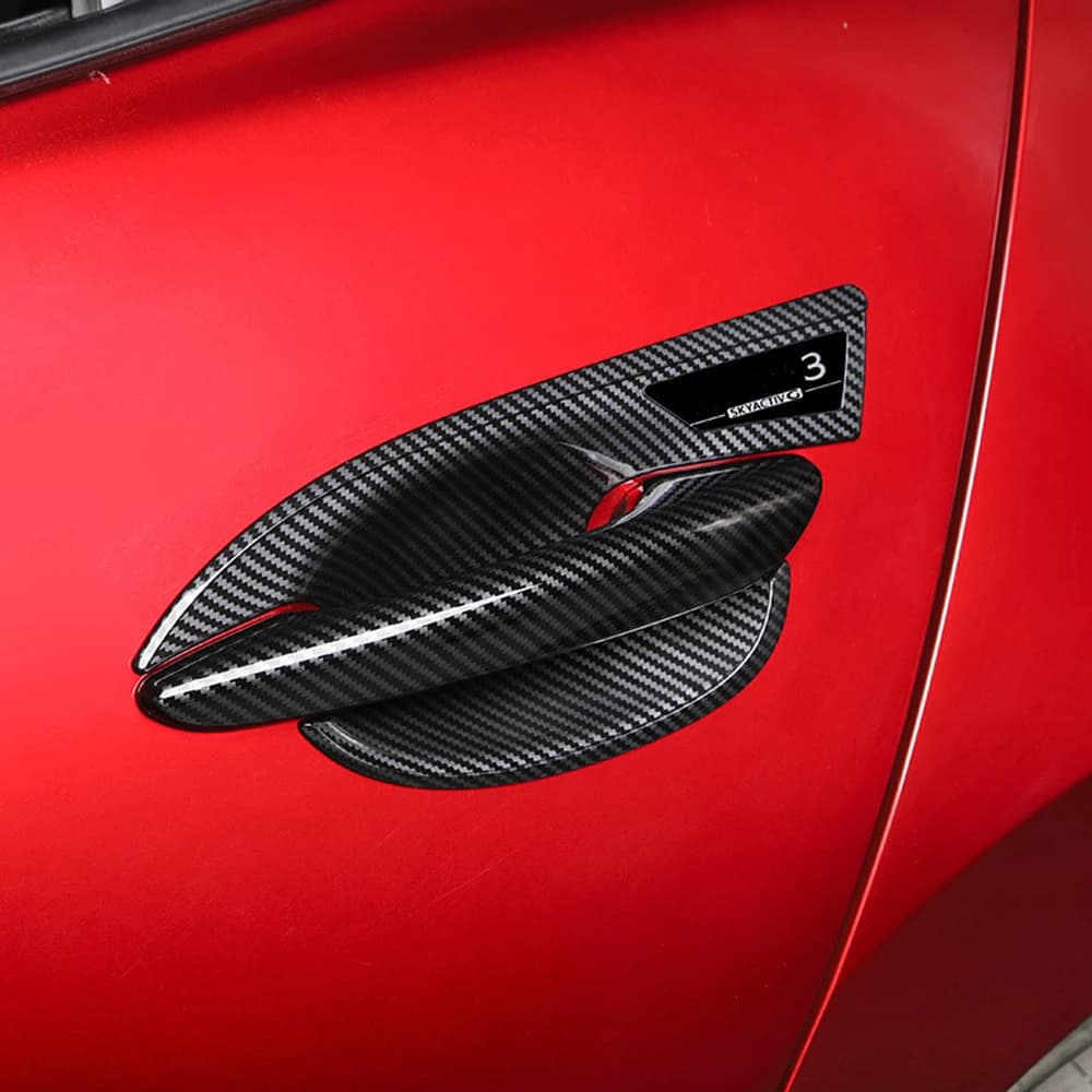 For Mazda 3 Axela Carbon Fiber Car Door Handle Cover Door Bowl Stickers Styling Trim Accessories 2020 2021 2022 2023