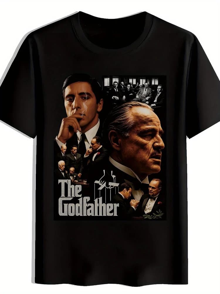Featuring The Godfather-Don Corleone Family Reunion Design-100% Cotton O-Neck Short Sleeve Casual Printed Men's T-Shirt.