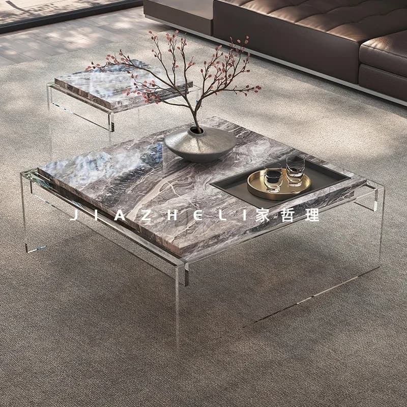 Transparent Aesthetic Coffee Table Minimalist Unique Modern Living Room Coffee Table Designer Simple Meubles Home Furniture