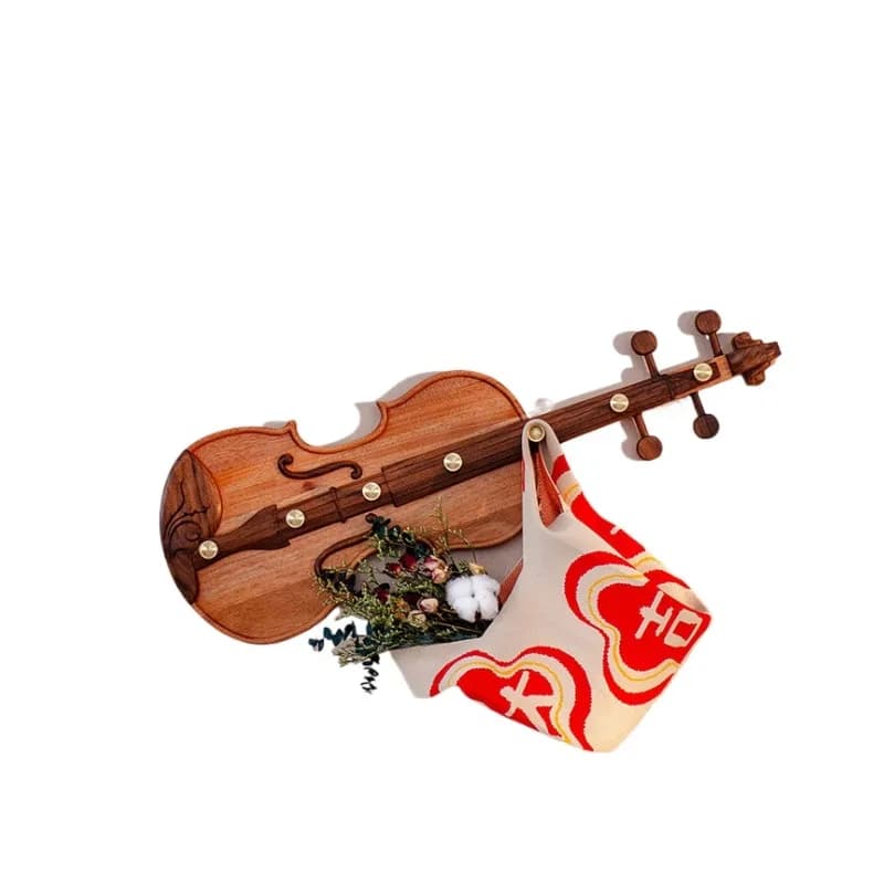 Creative entrance coat and hat hook, key wall hanging, entryway rear storage rack, black walnut violin hook