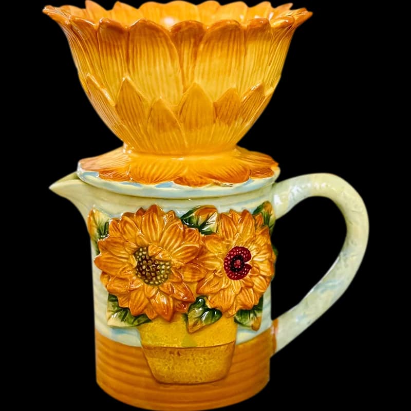 Ceramic cup sunflower creative personality trend literary oil painting style hand pour coffee filter cup