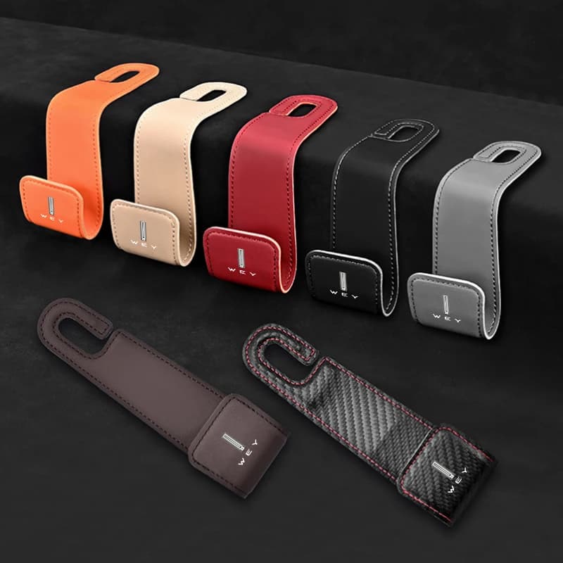2pcs Car Seat Back Headrest Hook Leather Hanger Auto Interior Accessories For Wey GREAT WALL HAVAL H6 H9 M6 F7 F7X POER