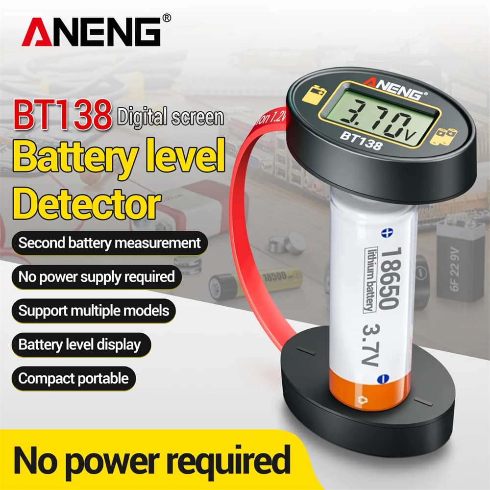 Battery Tester ANENG BT138 Digital Lithium Battery Detector Capacity Tester Display Checkered Analyzer AAA AA Button Cell Test