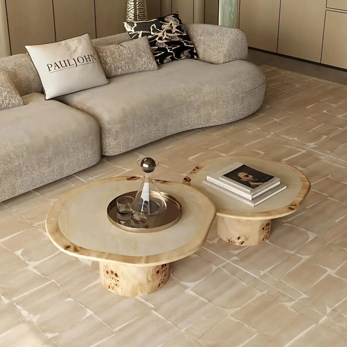 DSA antique creative solid wood living room coffee table combination household light luxury high-grade marble
