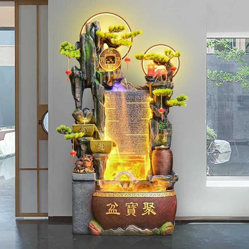LH rockery fountain flowing water ornament lucky fish tank courtyard balcony entrance living room floor