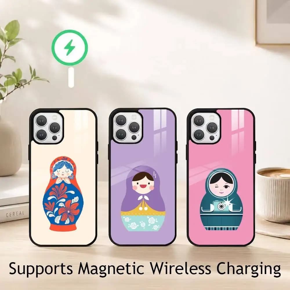 Matryoshka Wooden Folk Crafts gift Phone Case For iPhone18,17,16,15,14,13,12 Plus,Pro Compatible with magnetic wireless charging